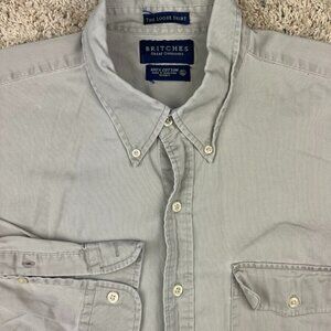 Britches Great Outdoors Size XL Long Sleeve Button Up Beige LOOSE SHIRT Cotton
